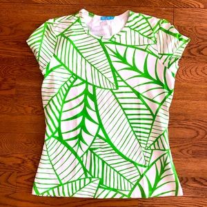 J McLaughlin Stretch Top XS Green Palms